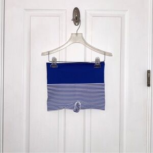 Spanx Blue and White Striped Shapeware Underware Stretch Waist Shorts XL